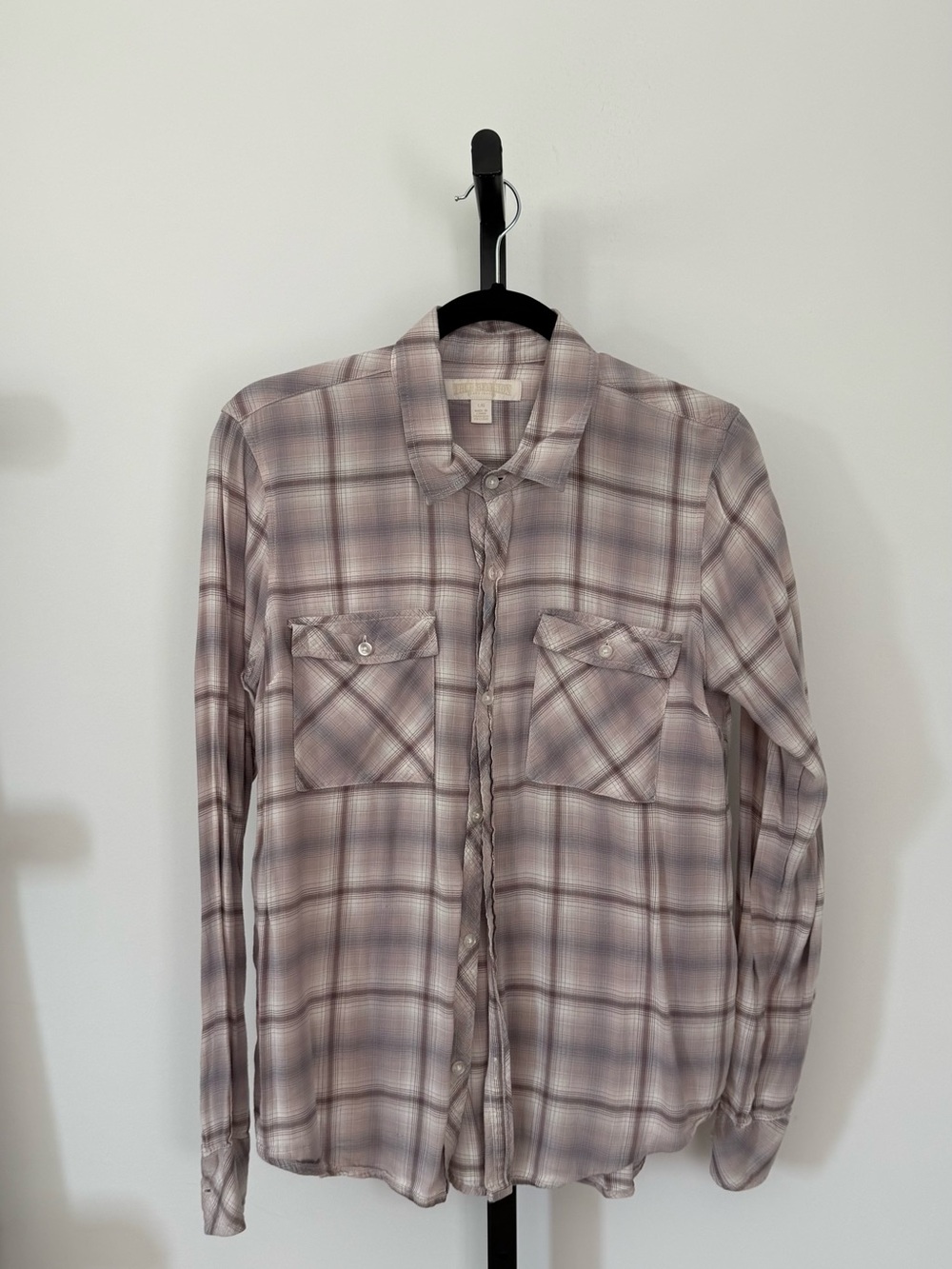 True Religion Women's Plaid Button-Down Shirt - Mauve & Gray